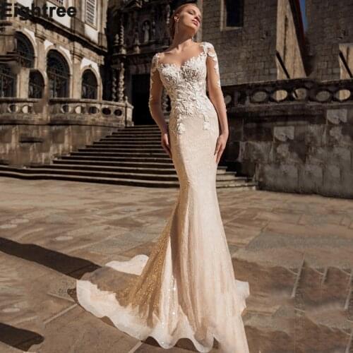 Eightree Vintage Mermaid Wedding Dresses Backless Lace Appliques Country Wedding Gown Detachable Train Plus Size Bride Dress