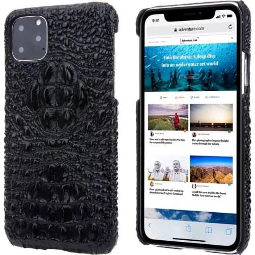 YXAN 3D Real leather Embossed Crocodile Pattern for iPhone 7 8Puls X XS XR 11Pro 11Promax phone back cover protection Case