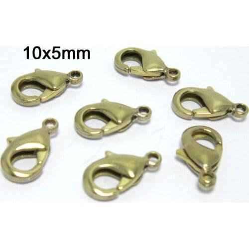 Brass lobster clasp 10x5mm Raw brass claw clasps 10pcs R202