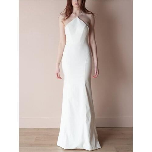 Mermaid Wedding Dress COR-024 Halter Low Back Crepe Real Photos Bridal Gowns Vestido De Noiva Custom Made Casamento