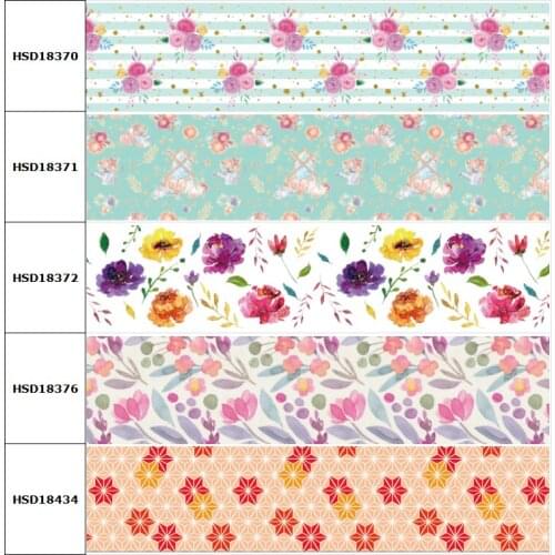 10yard Hot Sell Flower Cartoon Printed Grosgrain Ribbon Accessory Hairbow Headwear Decoration DIY Wholesale OEM 38MM 75MM