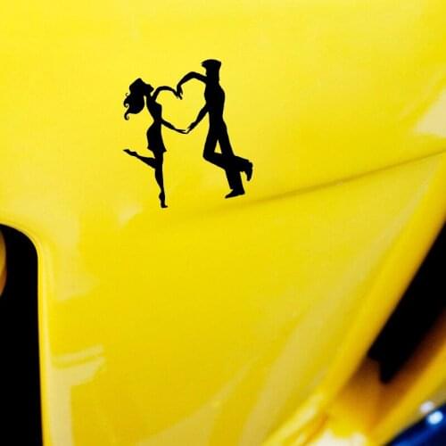 12.2CM*13.5CM Love Heart Couple Together Men Women Kiss Car Sticker Decor Vinyl Decal Black/Silver C3-0279