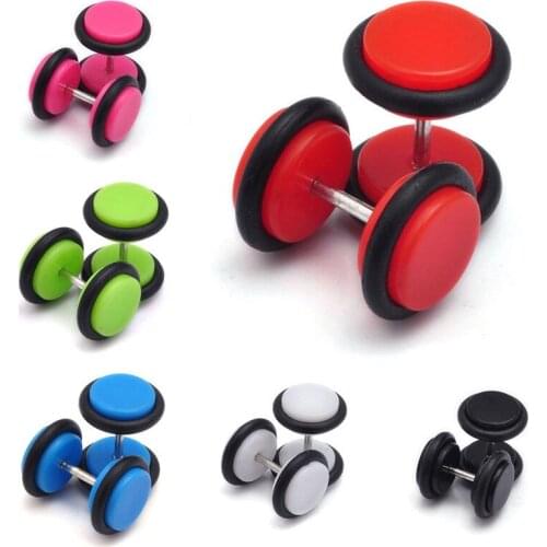 PINKSEE 2Pcs Stainless Steel Fake Cheater Ear Plug Gauge Illusion Women Men Punk Style Acrylic Body Piercing Jewelry Accessories