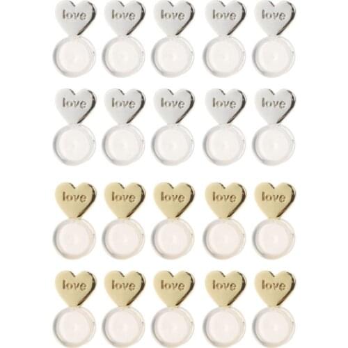 20Pcs Heart Love Magic Earring Lifters Earring Lifts Backs Adjustable Hypoallergenic Earring Nuts Ear Lobe Support Backs J60E