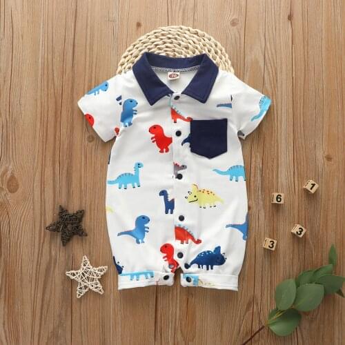 2020 Summer New Infant Baby Boys Cartoon Dinosaur Romper Jumpsuits Outfits Clothes Newborn Baby Boy Girl Soft Cotton Clothes