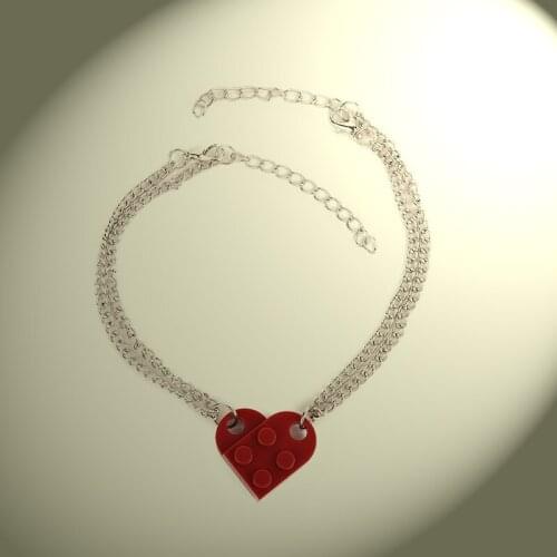 2021 Trendy Couples Brick Heart 2pcs Charm Bracelet for Friendship Charm Jewelry Made with Heart Elements Bracelet