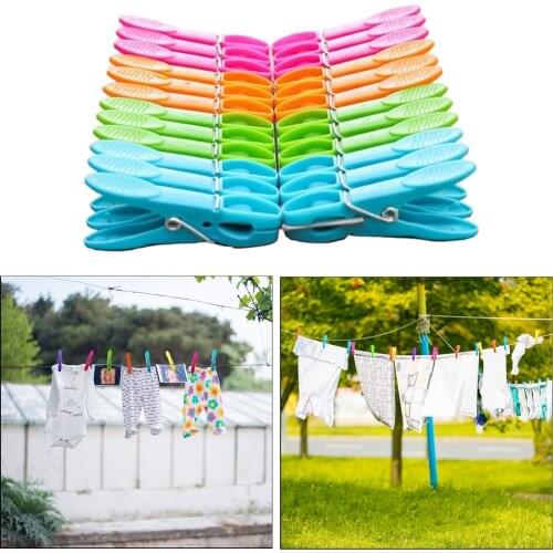 24 Pieces Clothes Pins Cloths Clips Strong Clips Laundry Home Pegs Windproof Clothes Pins for Home Clothes Windproof Supplies