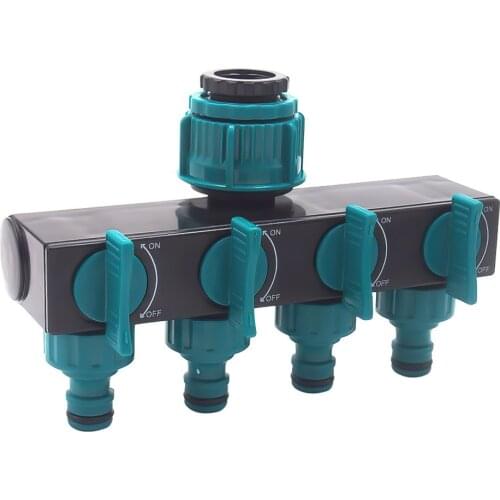 4 Way Tap Connector Watering Hose Splitters Irrigation Adapter With Valves Knob Faucet Connector Distributor Gardening Tools