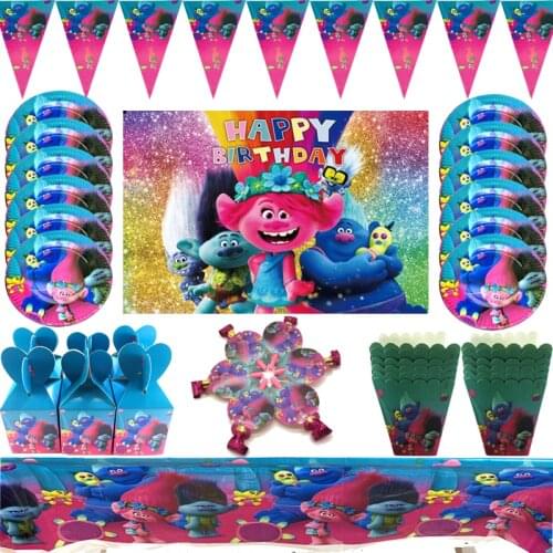 Trolls Birthday Party Baby Shower Trolls Party Supplies Cup Plate Flag Hat Trolls Party Decorations Children Birthday Supplplies