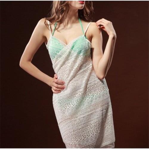 Bikinis Cover Up Women Crochet Beach Blanket Cotton Knitting Hollow Out Sexy Deep V Skirt Swimsuit Dress Bathing Suit Swimwear