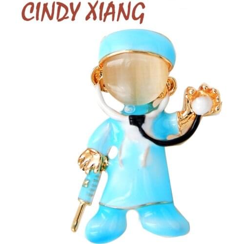 CINDY XIANG Opal Enamel Doctor Boys Brooches Medical Brooch Pin Nurse Doctor Jewelry Fashion 2 Colors Available Good Gifts