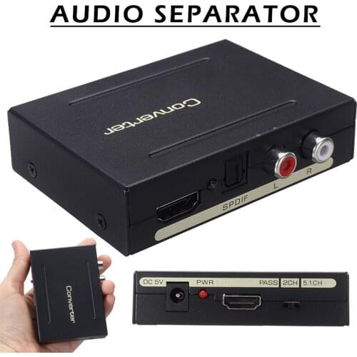 Digital HDMI-compatible to HDMI-compatible + SPDIF / Toslink + RCA L / R Audio Stereo Converter Extractor