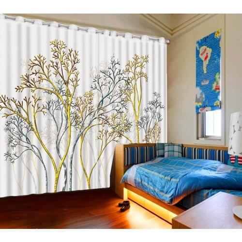 European Luxury Curtains tree Photo Curtains For The Bedroom Living Room 3D Window Drapes Hotel Wall Home Decor