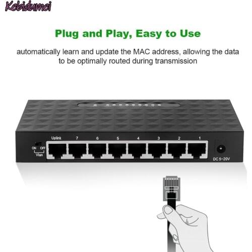 Kebidumei 10/100Mbps 8 Port Network Switch Fast Ethernet Network Switcher LAN Hub/Full or Half duplex Exchange EU US Plug