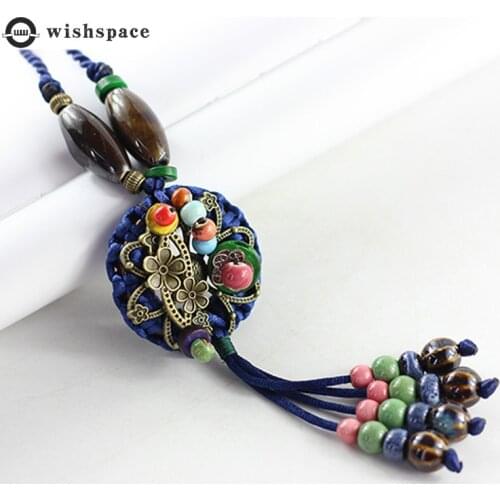 Wishspace ceramic knitting sweater chain tassel restoring ancient ways is popular long necklace pendant jewelry