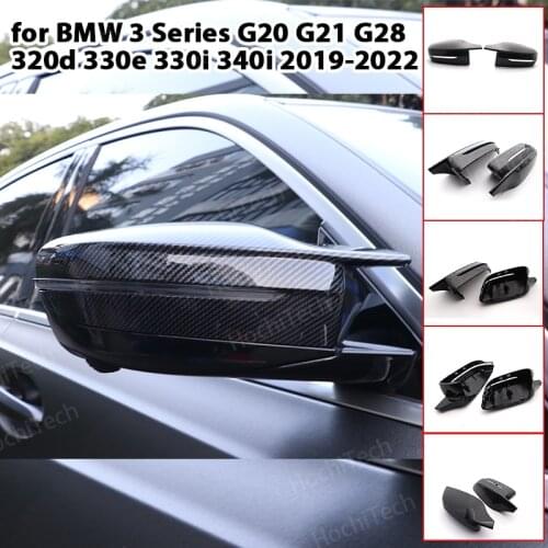 2pcs modified RHD Carbon Fiber Pattern Mirror cover caps for BMW 3 Series G20 G21 G28 320d 330e 330i 340i 2019-2022 M4 style LHD