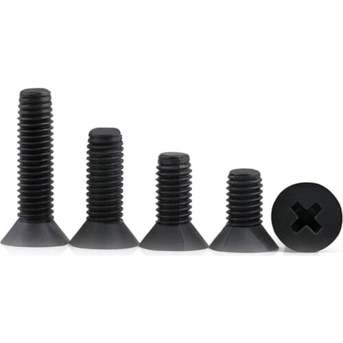 M2.5-M4 Black Plastic Nylon Flat Countersunk Head Phillips Cross Head Screw Bolt