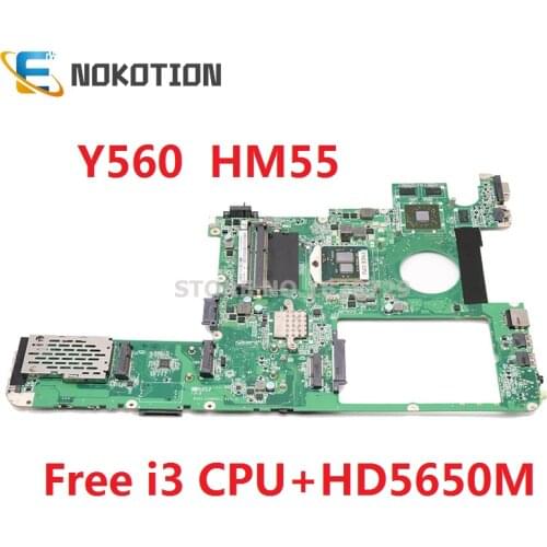 NOKOTION 11S1101213 Laptop Motherboard For Lenovo Y560 DAKL3AMB8E0 HM55 DDR3 HD5000 Video Card 1GB Main Board full works