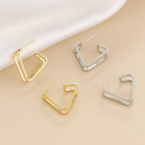 Fashion Creative Piercing Double Row Square Charm Hoop Earring For Women Dainty Geometrical Wedding Earring Jewelry Accessories