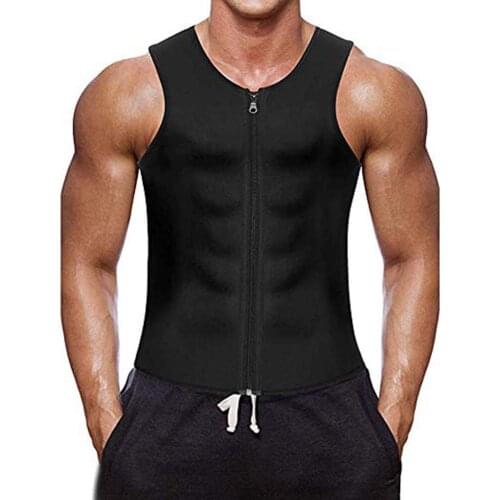 Men Sports Compression Sweat Vest Body Shaper Zipper Slimming Sauna Tank Top