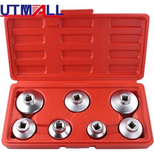 7PCS Oil Filter Cap Socket Wrench Tool Set For Benz BMW FORD 24mm 27mm 29mm 30mm 32mm 36mm 38mm