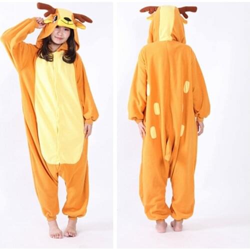 Unisex New Pajamas Winter Polar fleece Sleepwear Animal Costume Xmas Deer Pyjamas Onesie Adult Halloween Carnival Party Clothing