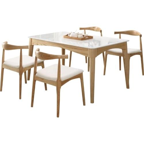 Solid wood dining table and chair combination modern minimalist small apartment dining table home Nordic solid wood rectangular