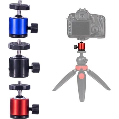 OOTDTY Mini Ball Head 1/4" Screw Mount 360 Swivel Bracket Aluminum Metal Stand Holder for DSLR Camera Tripod Accessories