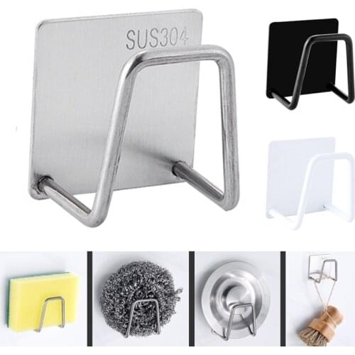 Sponges Holder Kitchen Sink Drain Rack Stainless Steel Sponges Organizer Multifunction Storage Hook
