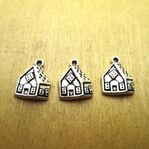 20pcs- 17x13mm house Charms house charm pendants DIY necklace/ bracelets charms antique silver tone