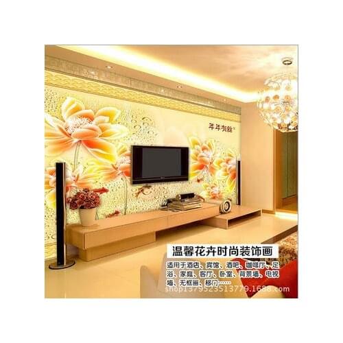 Custom 3d wallpaper murals Every year more than large sitting room mural wallpaper background blooming flowers nine fish figure