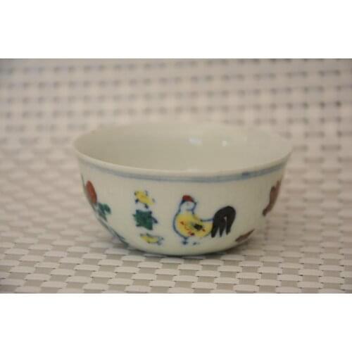 Rare Ming Dynasty(ChengHua) porcelain cup,Chick,DouCai, best collection & adornment,#03, Free shipping