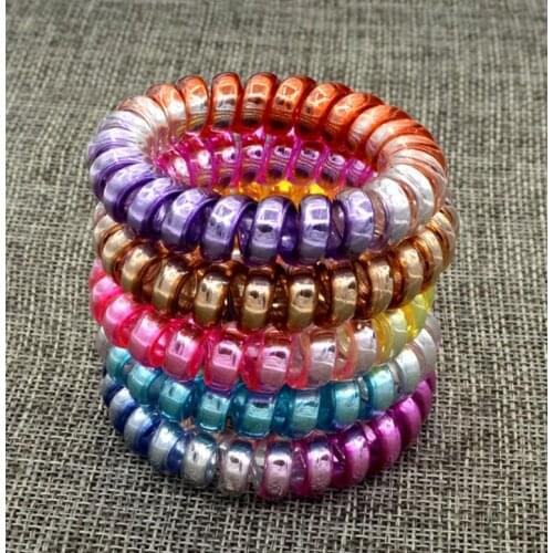 Colorful Telephone Wire Elastic Hair Bands Rope Gum Hair Ring Spiral Rubber Bands Hair Accessories For Women Girl