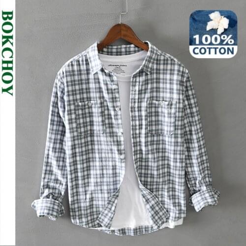 Autumn Winter New Mens Casual Plaid Long Sleeve Cotton Shirt Gml04-G208