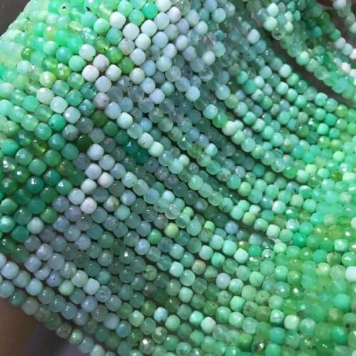 Loose beads square Gradient color green Australia Jade 4mm for DIY wholesale 14" FPPJ gemstone