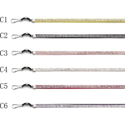 Mask Rope Chain 5mm Super Fiber Acrylic Rhinestones Mask Lanyard Hanging Rope Fashion Glasses Chain 2 Hooks Mask Storage Rope