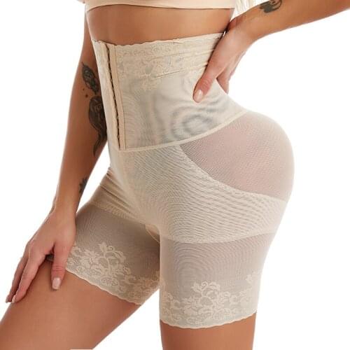 YAGIMI Body Shaper with Zipper Double Tummy Control Panties Women Shapewear Waist TrainerShaper Panties Sexy Lace Shapers