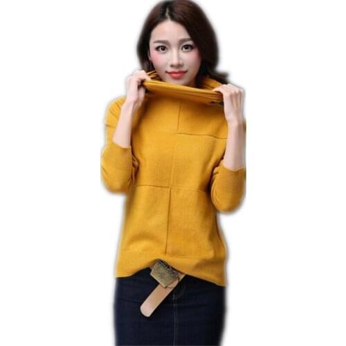 2019 New Spring Autumn Women Turtleneck Short Knitted Shirts Female Office Lady Long Sleeve Slim Sweater Pullovers Knitted Q017