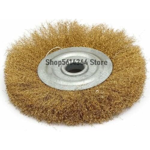 125mm Dia Brass Wire Polishing Brush Wheel Buffing Tool Gold Tone