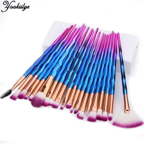 20pcs/set Eye Makeup Brushes Cosmetic Powder Eye Shadow Foundation Blush Blending Soft Fiber Make Up Brush Beauty Care Tools