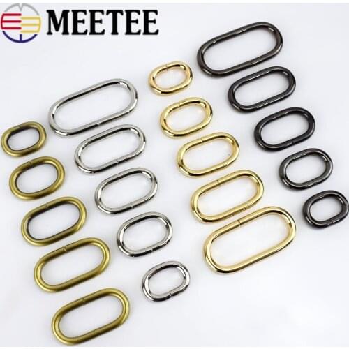 20pcs Meetee 20-50mm Metal Oval O D Rings Buckle Bag Strap Belt Loop Clasp Buckles for Bags Clothing DIY Sewing Accessories