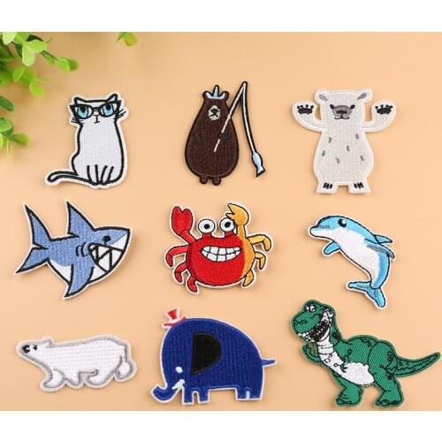 50pcs/lot Cartoon Animals Embroidery Patches Letters Clothing Decoration Accessories Diy Iron Heat Transfer Applique Clothes