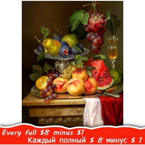 Diamond embroidery diamond painting square apple watermelon fruit hanging painting mosaic diamond 5d diy still life gift