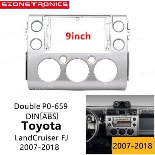 2-1Din Car DVD Frame Audio Fitting Adaptor Dash Trim Kits Facia Panel 9 inch For Toyota Cruiser FJ 07-18 Double Din Radio Player