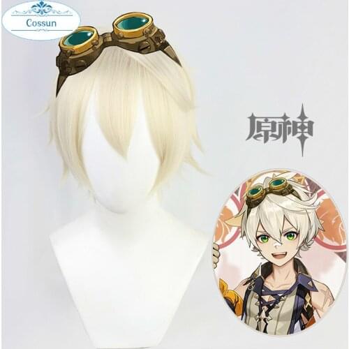 Bennett Wig Genshin Impact Cosplay Pale Blond Short Straight Beige Heat Resistant Hair Women Halloween