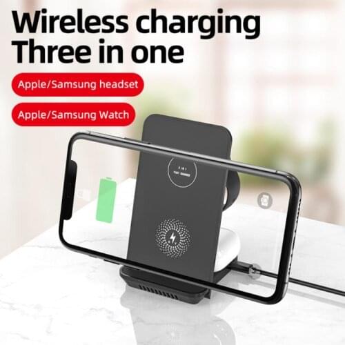 3 In 1 15W Wireless Charger Ultra-Slim Folding Portable Wireless Charger For Mobile Phones Earphones Watches Support Dropship