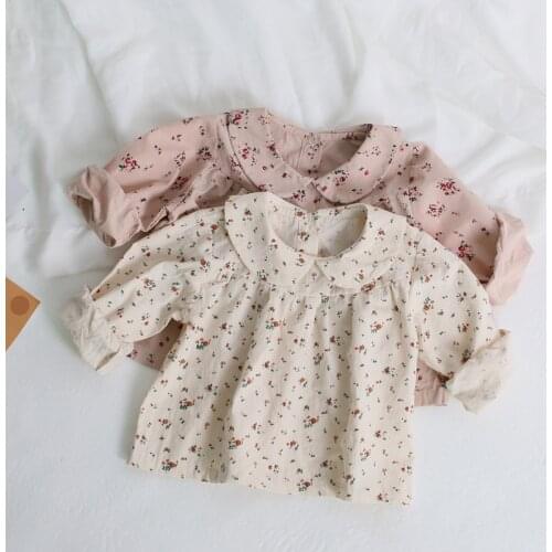 Toddlers Girls Floral Printed Blouses New Autumn Korean Style Chic Baby Kids Tops Children Princess Shirts