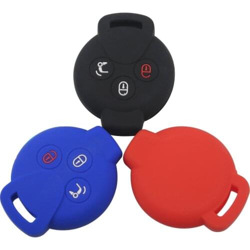 Bilchave Silicone Car Key Case Cover For Benz Smart Fortwo For Roadster Forfour Remote 3 Buttons Key Fob Shell Protector