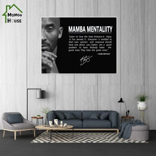 Black and White Famous Basketball Star Kobe Bryant Black Mamba Spirit Canvas Paintings Commemorative Posters Home Decor