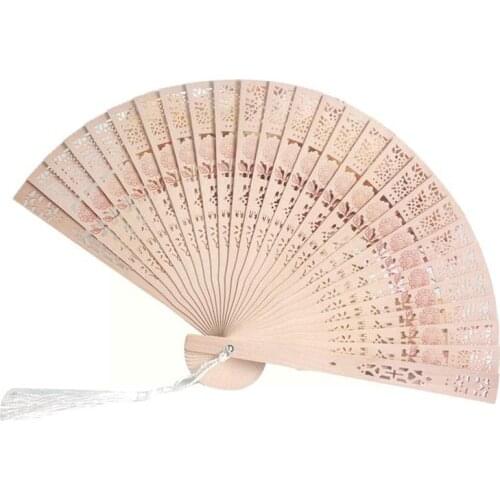 Wood Portable Fan Traditional Craft Sandalwood Fans Openwork Folding Fan Favors Chinese Carved Wedding H3J7